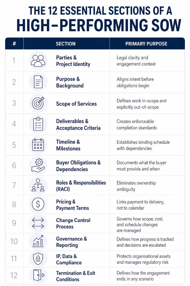 The 12 essential sections of a high-performing Statement of Work