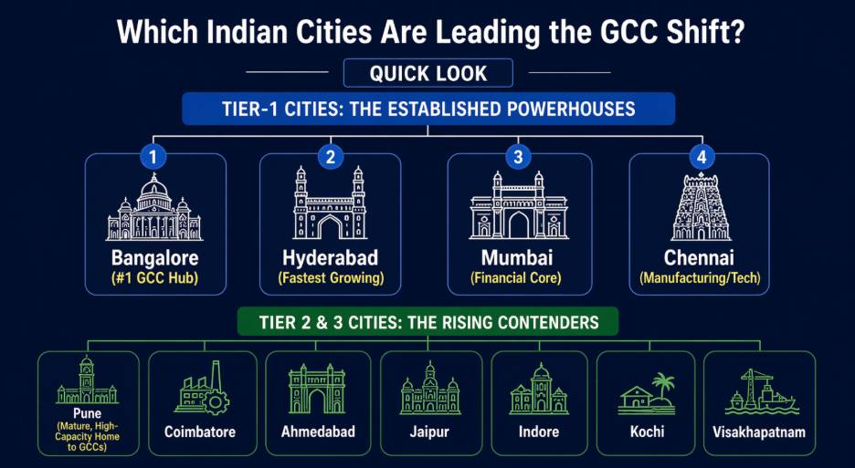 Indian cities leading the GCC shift including tier 1 and emerging cities